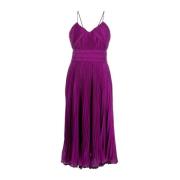 Max Mara Lila Veckad Midi Klänning Purple, Dam