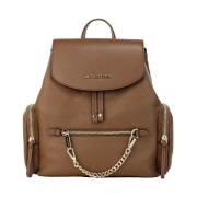 Michael Kors Pebbled Leather Chain Shoulder Backpack Brown, Dam