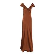 Alberta Ferretti Elegant Satinklänning Brown, Dam