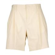 Orlebar Brown Bomull Straight Fit Veckade Shorts Beige, Herr