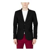 Gianni Lupo Svart Button-Up Blazer för Män Black, Herr