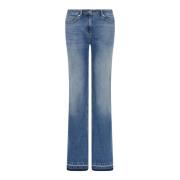 Marella Bootcut Blå Jeans med Fransad Kant Blue, Dam