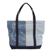 Maison Kitsuné Rävhuvud Denim Tote Väska Blue, Dam