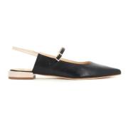 Fabio Rusconi Svart Läder Slingback Spetsig Tå Black, Dam