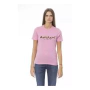 Baldinini Rosa Crew Neck T-shirt med Print Pink, Dam
