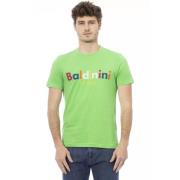 Baldinini Grön Bomull T-shirt med Framsida Tryck Green, Herr
