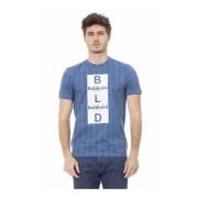 Baldinini Blå Bomull T-Shirt med Framsida Tryck Blue, Herr