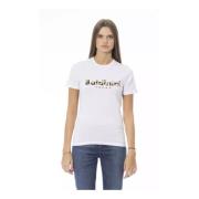 Baldinini Vit Crew Neck T-shirt med Print White, Dam