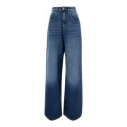 Icon Denim Vid passform Denim Jeans med Logopatch Blue, Dam
