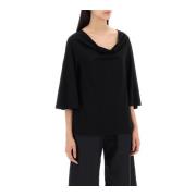 By Malene Birger Bomull Båthals Fladdermusärm T-shirt Black, Dam