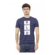 Baldinini Blå Bomull T-shirt med Fronttryck Blue, Herr