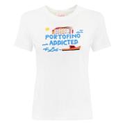 MC2 Saint Barth Vit T-shirt med Portofino brodyr White, Dam