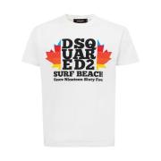 Dsquared2 Surf Beach Print White T-Shirt White, Herr