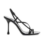 Jimmy Choo Patentläder Korsade Sandaler Black, Dam