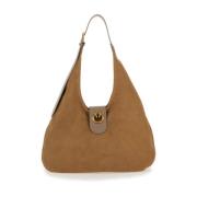 Pinko Beige Suede Hobo Väska Beige, Dam