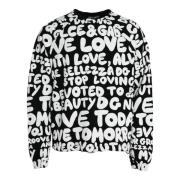 Dolce & Gabbana Svart Logo Print Crew Neck Sweatshirt Black, Herr