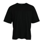 Dolce & Gabbana Svart präglad logotyp rund hals t-shirt Black, Herr