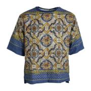 Dolce & Gabbana Majolica Print Linne T-shirt Multicolor, Herr