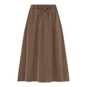 Marella Elegant Flared Midi Skirt Brown, Dam