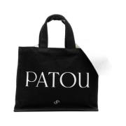 Patou Logo-print Tote Bag i Svart/Vit Black, Dam
