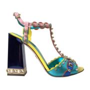 Dolce & Gabbana Multicolor Studded Läder Sandaler Multicolor, Dam