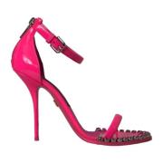 Dolce & Gabbana Kristallprydda Rosa Läderklackar Pink, Dam