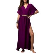 Beliza Lila Omlottklänning med Flingermusärmar Purple, Dam