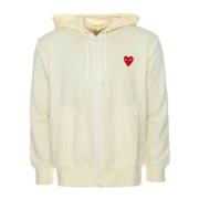 Comme des Garçons Play Stilren Zip-Through Sweatshirt Beige, Herr