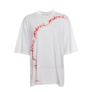 Marni Ribbad T-shirt med Oversized Axlar White, Herr