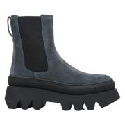 Estro Kvinnors Mörkgrå Mocka Chelsea Boots på en Plattform Gray, Dam