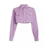 3X1 Lila Oversized Denimjacka med Knappslå Pink, Dam