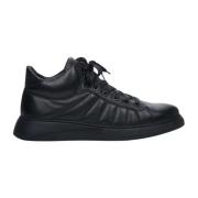 Estro Herr Svarta High-Top Sneakers tillverkade av Äkta Läder Er001117...