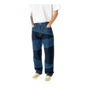 Kenzo Patchwork Botan Lösa Jeans Blue, Herr