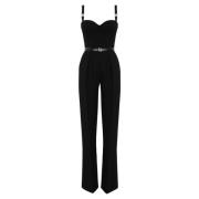 Elisabetta Franchi Svart Crepe Jumpsuit med Hjärta-ringning Black, Dam