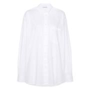 Acne Studios Vit Logo-Broderad Poplin Skjorta White, Dam