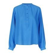 Lollys Laundry Blårandig Skjorta med Puffärmar Blue, Dam
