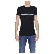 Emporio Armani Svart bomull T-shirt för män Vår/Sommar Black, Herr