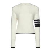 Thom Browne Vit Baby Cable Sweater White, Dam