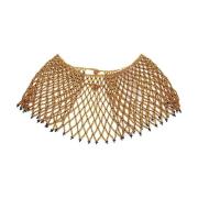 Forte Forte Guld Mesh Choker Halsband med Svarta Detaljer Beige, Dam