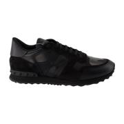 Valentino Garavani Rockrunner Baskets Svart Läder Sneakers Black, Herr