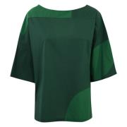 Liviana Conti Poplin Dam Skjorta Kort Ärm Regular Fit Green, Dam