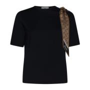 Herno Svart Jersey T-shirt med Halsduk Detaljer Black, Dam