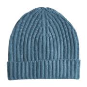 Malo Räfflad Cashmere Beanie i Aqua Grön Blue, Herr