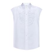 P.a.r.o.s.h. Vit Bomull Poplin Virkat Panel Skjorta White, Dam