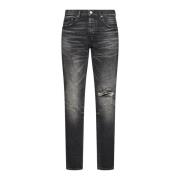 Purple Brand Svarta Mål-Splatter Denim Jeans Black, Herr