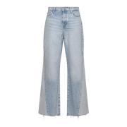 7 For All Mankind Blå Jeans Zoey Mid Sommar Panel Blue, Dam