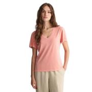 Gant Solblekt V-ringad T-shirt Pink, Dam