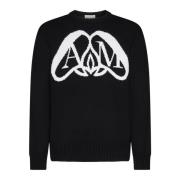 Alexander McQueen Stiliga Crew Neck Sweaters Black, Herr