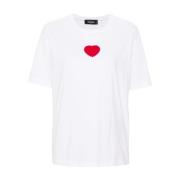 Dsquared2 Vit Bomull T-shirt med Röd Logotyp White, Dam