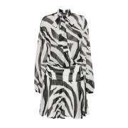 Just Cavalli Vit Tiger Print Georgette Klänning Multicolor, Dam